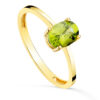 18K SORTIJA ORO AMARILLO GARRAS PIEDRA OLIVINA 7 X 5MM ANCHO CUERPO 2MM