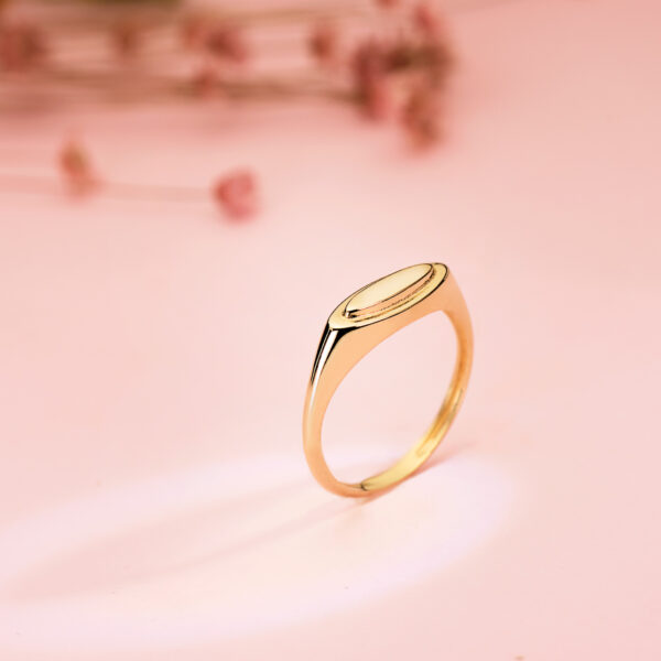 18K SORTIJA SELLO ORO AMARILLO BRILLO ZONA GRABADO OVAL: 11X3 MM - Imagen 2