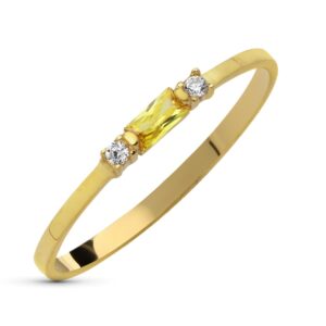 18K SORTIJA ORO AMARILLO CITRINO NATURAL 4X2 MM Y CIRCONITAS. ANCHO: 2MM