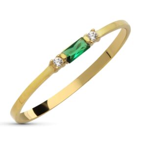18K SORTIJA ORO AMARILLO CIRCONITA VERDE 4X2 MM Y CIRCONITAS. ANCHO: 2MM