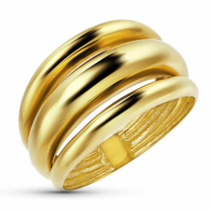 18K SORTIJA ORO AMARILLO TRES BANDAS EN BRILLO. ANCHO: 12 MM