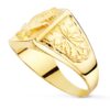 18K SELLO ORO AMARILLO MACIZO RECTANGULAR HOJA MARIHUANA 15X14 MM - Imagen 2