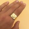 18K SELLO ORO AMARILLO MACIZO RECTANGULAR HOJA MARIHUANA 15X14 MM - Imagen 3