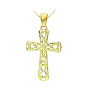 18K CRUZ ORO AMARILLO FILIGRANA 35X23 MM