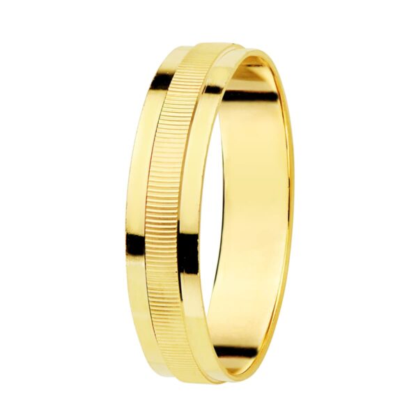 18K ALIANZA ORO AMARILLO FILA CENTRAL ESTRIADA Y BORDES BRILLO. ANCHO: 4 MM. TALLA: 12