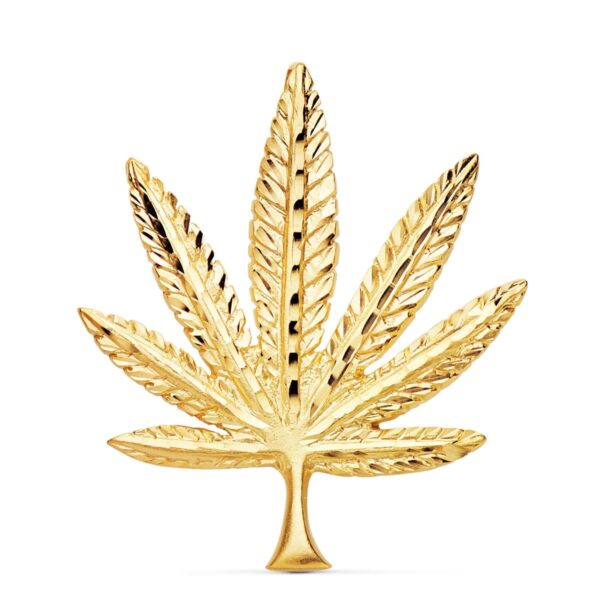 18K COLGANTE HOJA MARIHUANA ORO AMARILLO 44X37 MM