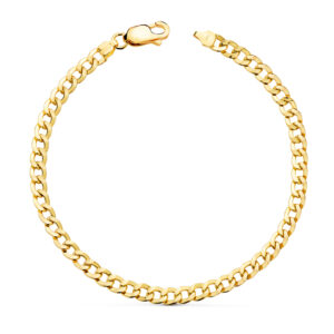 18K PULSERA ORO AMARILLO BARBADA PLANA HUECA LARGO: 19CM