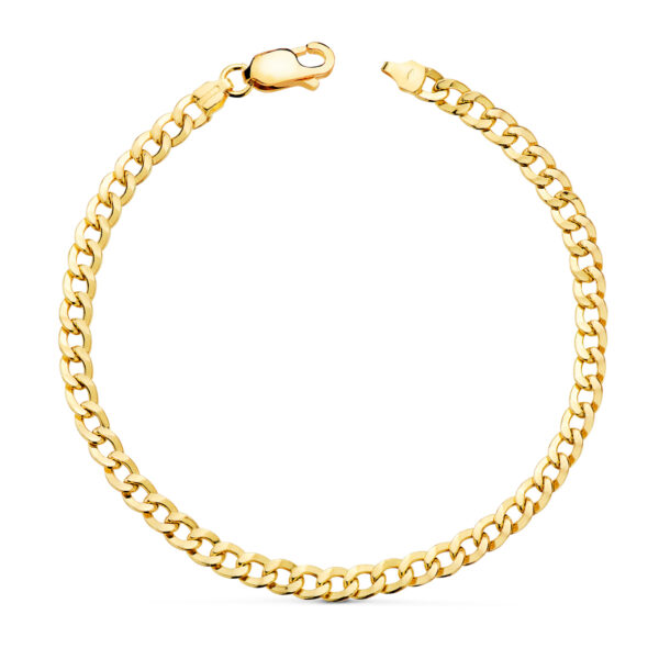 18K PULSERA ORO AMARILLO BARBADA PLANA HUECA LARGO: 19CM