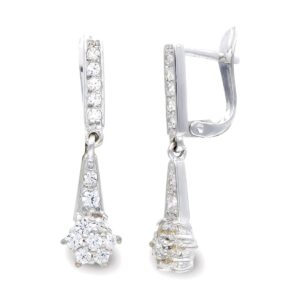 18K PENDIENTES ORO BLANCO LARGOS CIERRE CATALAN