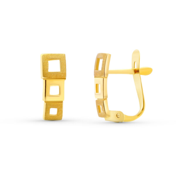 18K PENDIENTES ORO AMARILLO CUADRADOS 11X4 MM. CIERRE CATALAN