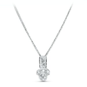 18K GARGANTILLA ORO BLANCO JUEGO NOVIA CIRCONITA 45CM CENTRO 16X8 MM