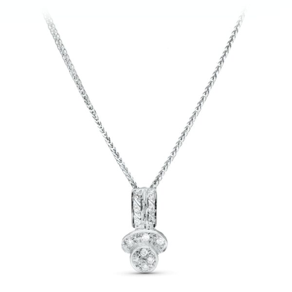 18K GARGANTILLA ORO BLANCO JUEGO NOVIA CIRCONITA 45CM CENTRO 16X8 MM