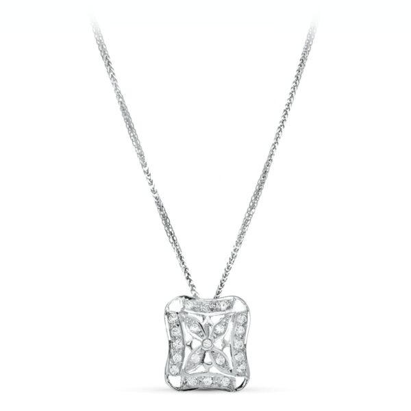 18K GARGANTILLA ORO BLANCO JUEGO NOVIA 45CM MOTIVO 17X17 MM