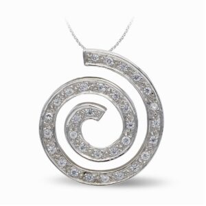 18K COLGANTE ORO BLANCO CIRCONITA ESPIRAL.