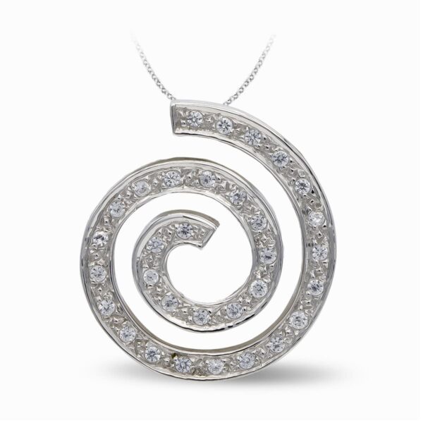 18K COLGANTE ORO BLANCO CIRCONITA ESPIRAL.