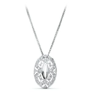 18K GARGANTILLA ORO BLANCO JUEGO NOVIA 45CM CENTRO CIRCONITA 23X15 MM