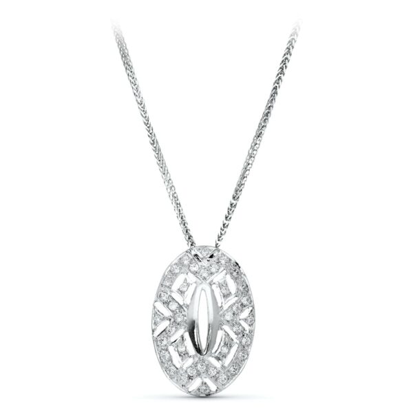 18K GARGANTILLA ORO BLANCO JUEGO NOVIA 45CM CENTRO CIRCONITA 23X15 MM