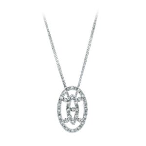 18K GARGANTILLA ORO BLANCO JUEGO DE NOVIA CIRCONITA 45CM CENTRO 22X14 MM