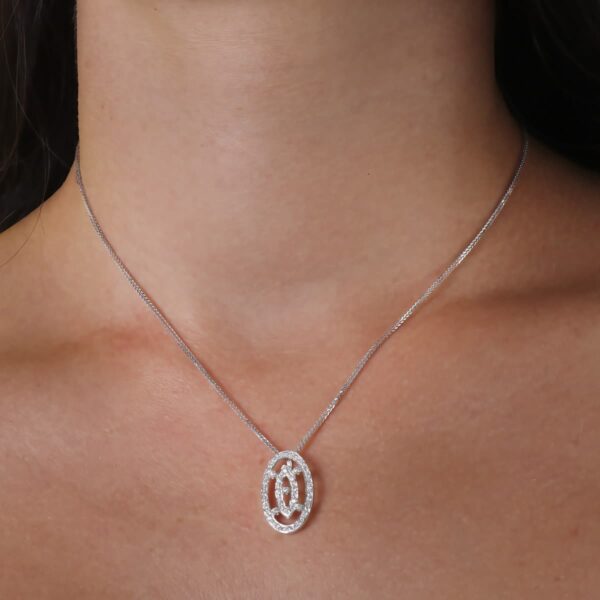 18K GARGANTILLA ORO BLANCO JUEGO DE NOVIA CIRCONITA 45CM CENTRO 22X14 MM - Imagen 2
