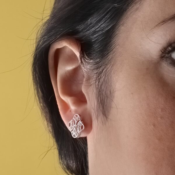 18K PENDIENTES ORO BLANCO JUEGO NOVIA CIRCONITA 15X10 MM CIERRE CATALAN - Imagen 2