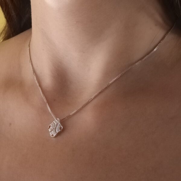 18K GARGANTILLA ORO BLANCO 45CM JUEGO NOVIA 15X11 MM CIERRE MOSQUETON - Imagen 2