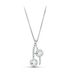 18K GARGANTILLA 45CM ORO BLANCO JUEGO DE NOVIA CIRCONITA MOTIVO 26X14 MM