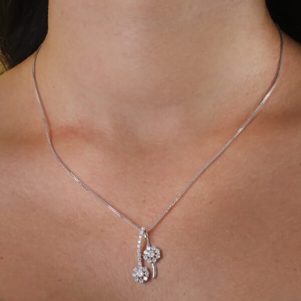 18K GARGANTILLA 45CM ORO BLANCO JUEGO DE NOVIA CIRCONITA MOTIVO 26X14 MM - Imagen 2