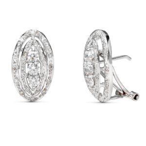18K PENDIENTES ORO BLANCO JUEGO NOVIA CIRCONITA CIERRE OMEGA 18X10 MM OMEGA