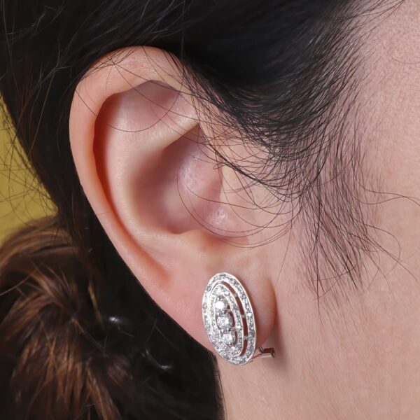 18K PENDIENTES ORO BLANCO JUEGO NOVIA CIRCONITA CIERRE OMEGA 18X10 MM OMEGA - Imagen 2