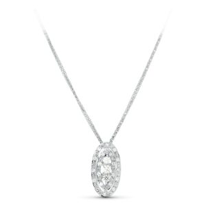 18K GARGANTILLA 45CM ORO BLANCO JUEGO NOVIA CIRCONITA MOTIVO OVAL 19X8 MM