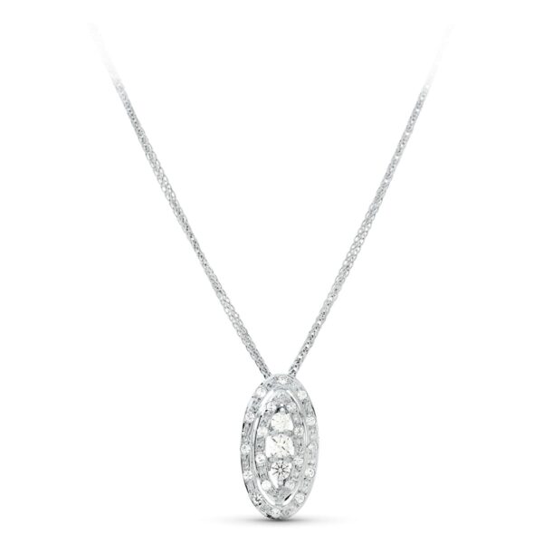 18K GARGANTILLA 45CM ORO BLANCO JUEGO NOVIA CIRCONITA MOTIVO OVAL 19X8 MM