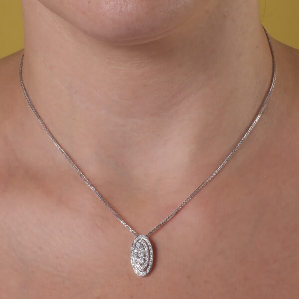 18K GARGANTILLA 45CM ORO BLANCO JUEGO NOVIA CIRCONITA MOTIVO OVAL 19X8 MM - Imagen 2