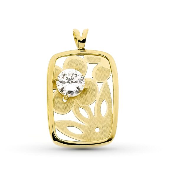 18K COLGANTE ORO AMARILLO AMATISTA 5 MM 23X14 MM - Imagen 2
