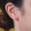 18K PENDIENTES ORO BLANCO JUEGO NOVIA PIÑA CIRCONITA 38X7 MM PRESION - Imagen 2