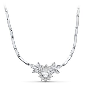 18K GARGANTILLA ORO BLANCO JUEGO NOVIA CENTRO 8X6 MM 45CM CIERRE MOSQUETON