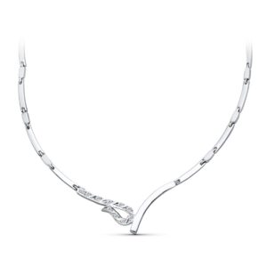 18K GARGANTILLA ORO BLANCO JUEGO NOVIA CIRCONITA 45CM CIERRE MOSQUETON
