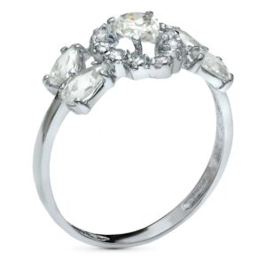 18K SORTIJA ORO BLANCO CON CIRCONITAS PERA. ANCHO: 11 MM