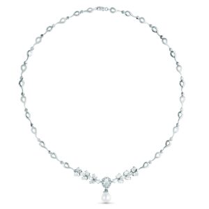 18K GARGANTILLA ORO BLANCO PERLA CULTIVADA 10 MM LONGITUD 45CM CIERRE MOSQUETON