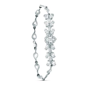 18K PULSERA ORO BLANCO JUEGO NOVIA CIRCONITA 18.50CM CIERRE MOSQUETON
