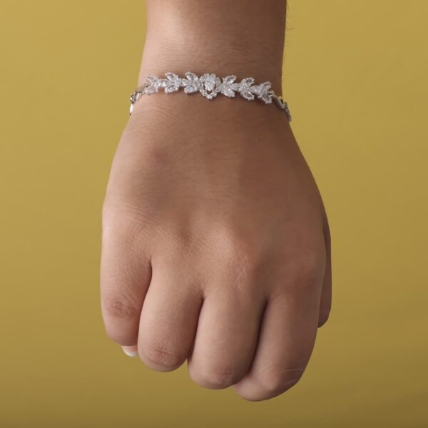 18K PULSERA ORO BLANCO JUEGO NOVIA CIRCONITA 18.50CM CIERRE MOSQUETON - Imagen 2