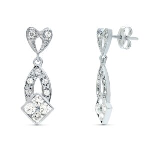 18K PENDIENTES ORO BLANCO JUEGO NOVIA 24X7 MM CIERRE PRESION