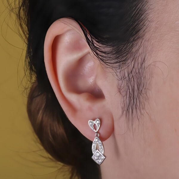 18K PENDIENTES ORO BLANCO JUEGO NOVIA 24X7 MM CIERRE PRESION - Imagen 2