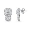 18K PENDIENTES ORO BLANCO JUEGO NOVIA CIRCONITA 15X9 MM CIERRE PRESION