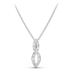 18K GARGANTILLA ORO BLANCO 45CM JUEGO NOVIA MOTIVO 20X9 MM CIRCONITAS