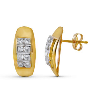 18K PENDIENTES ORO AMARILLO CIRCONITA RODIO CIERRE PRESION