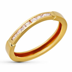 18K SORTIJA ORO AMARILLO CIRCONITAS CARRIL. ANCHO: 2,5 MM