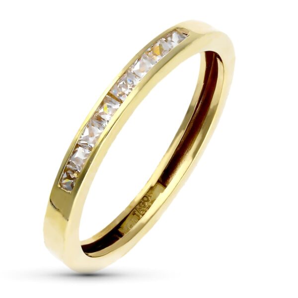18K SORTIJA ORO AMARILLO CIRCONITAS CARRIL. ANCHO 3 MM