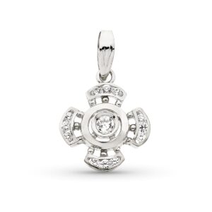 18K CRUZ ORO BLANCO CON CIRCONITA 19X16 MM