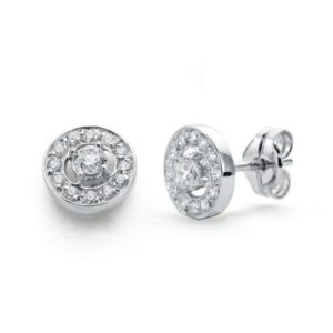 18K PENDIENTES ORO BLANCO CIRCONITA 8 MM CIERRE PRESION