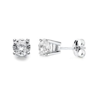 18K PENDIENTES GARRAS ORO BLANCO 5.5 MM PRESION